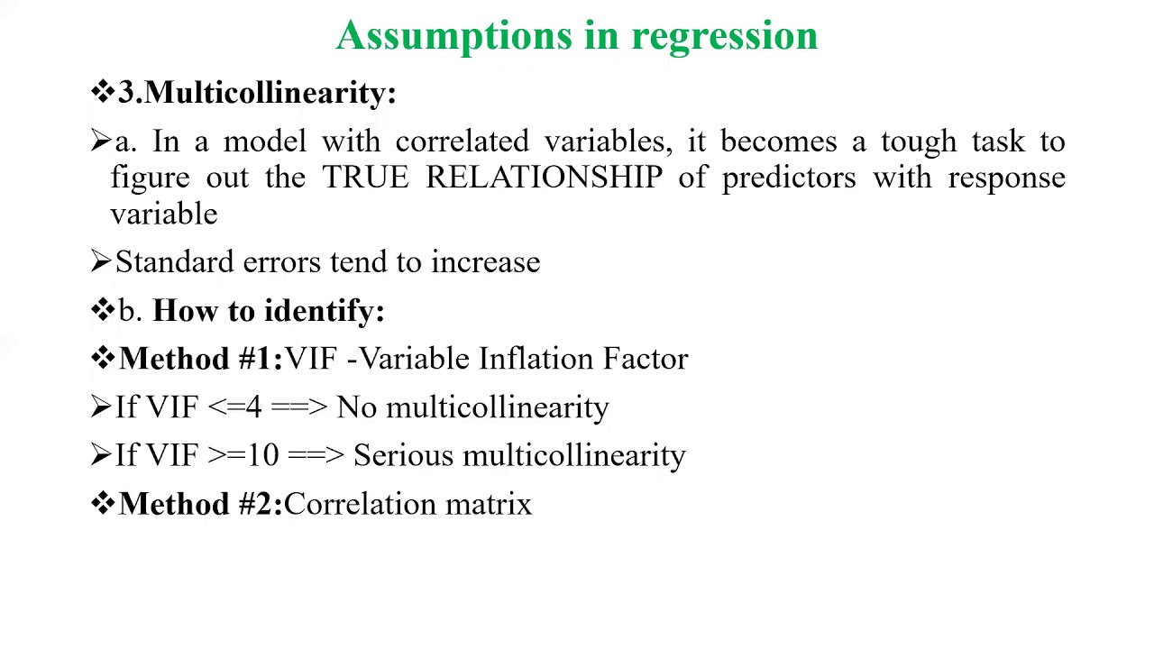 Video 22 Assumptions in Regression Variable Selection Methods