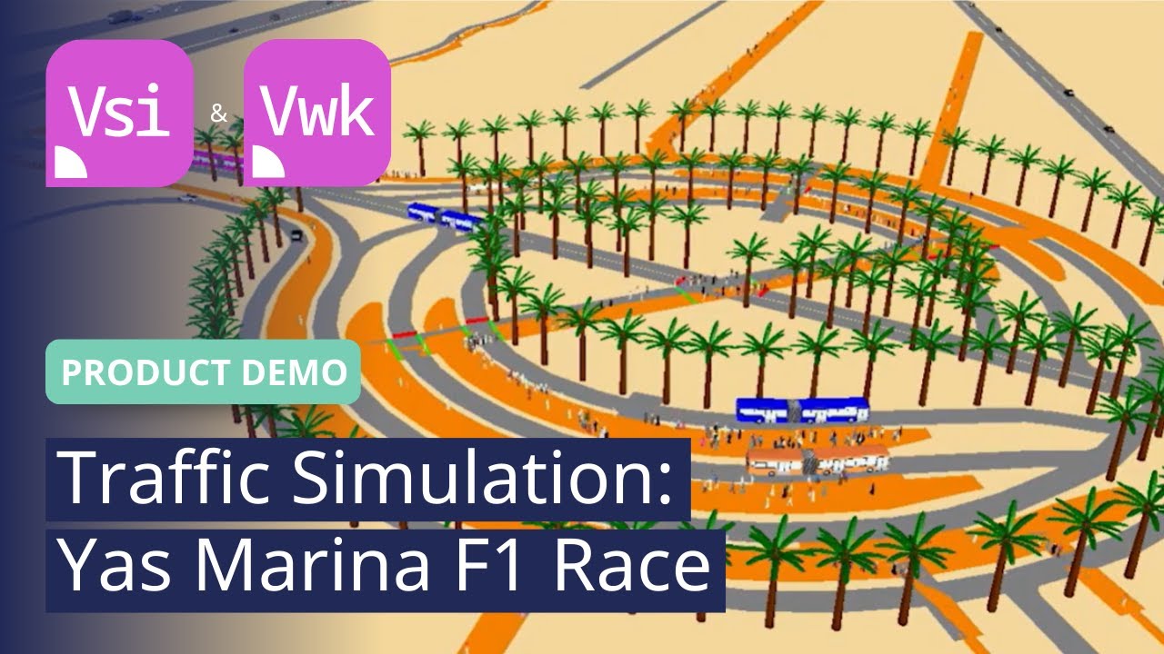 Traffic Simulation: Yas Marina F1 Race | PTV Vissim & Viswalk | Product Demo