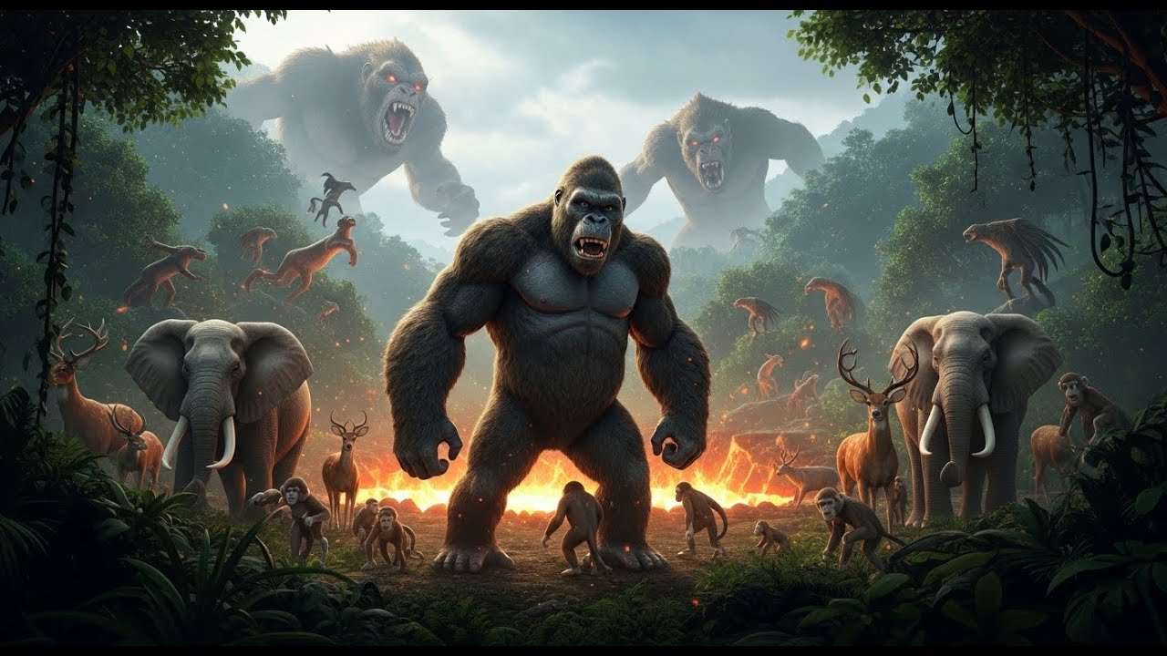giant beasts attack king kong living in harmony leads the rescue