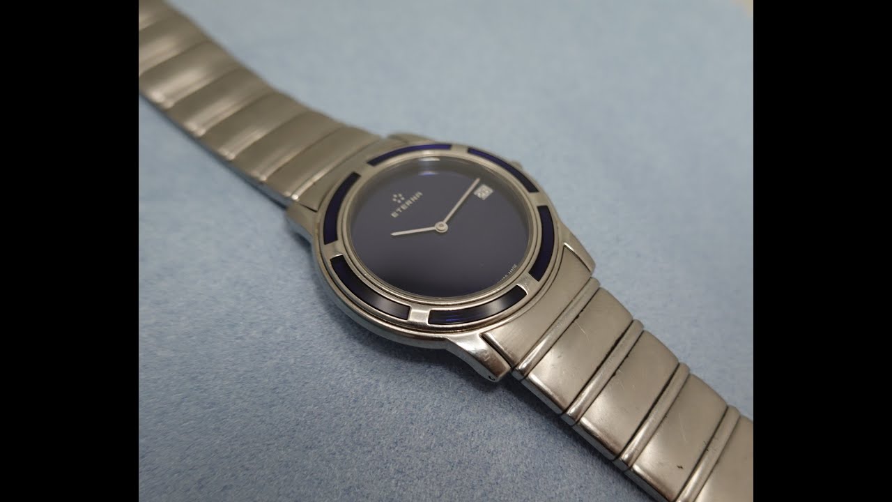 c1999 Eterna Galaxis men's vintage watch with sapphire glass bezel inserts.  Model reference 3106.41