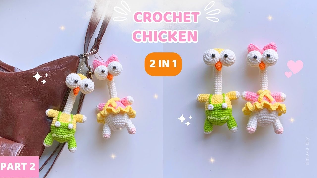 [PART 2] [2 in 1] - Crochet a couple of chickens 🐓 Chicken keychain for couples | Cute & Easy