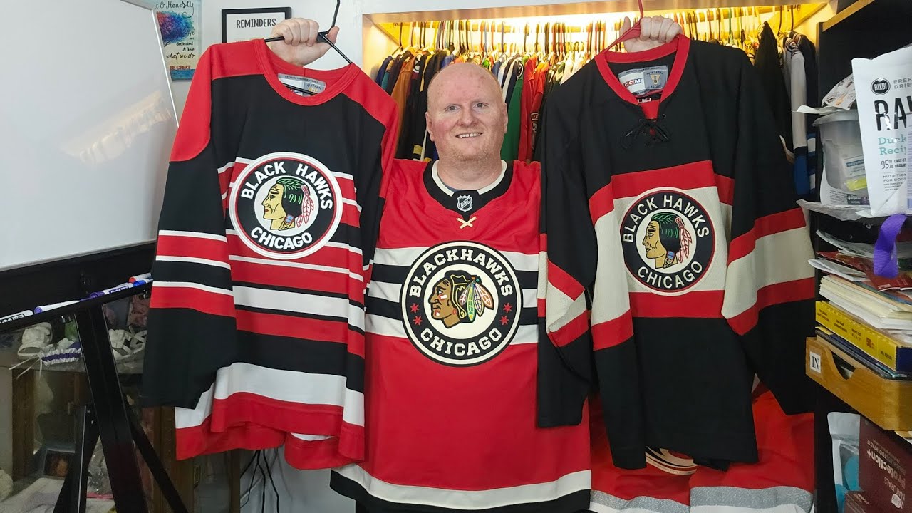 Jersey Comparison: Chicago Blackhawks barberpole vs older winter classic
