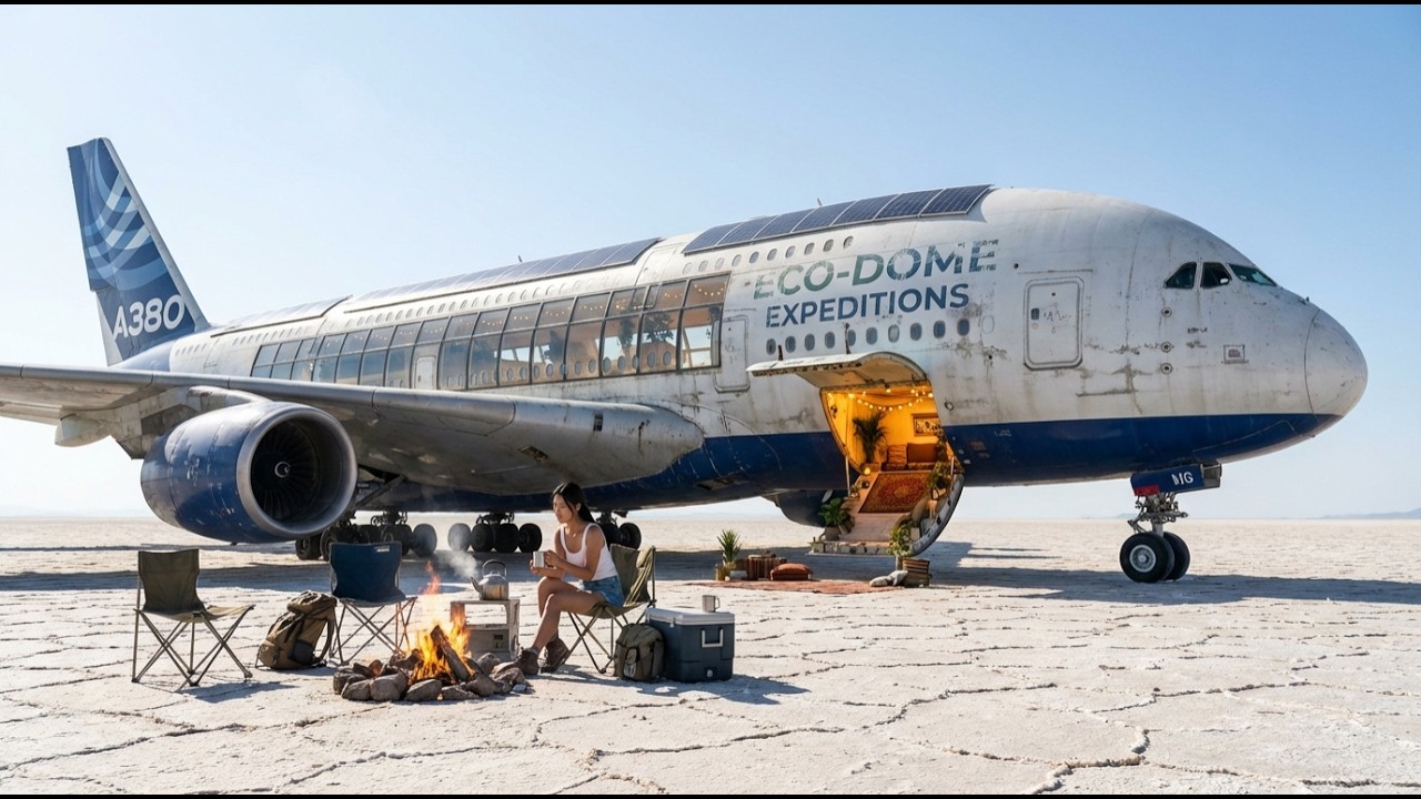 Building a Dream House Inside an Abandoned Airbus A380 Superjumbo on a Vast Empty Salt Flat Eco Dome