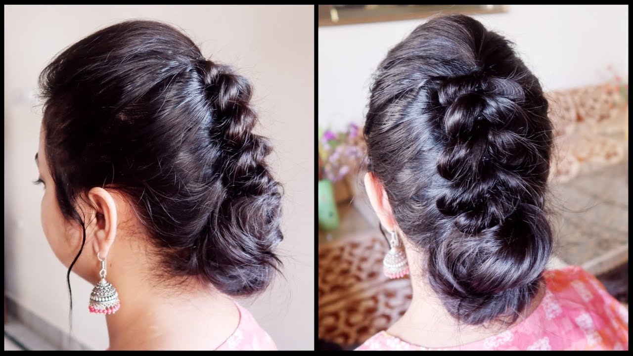 Festive/Wedding Guest Hairstyle for very thin hair// Indian Party Bun Hairstyle for medium hair