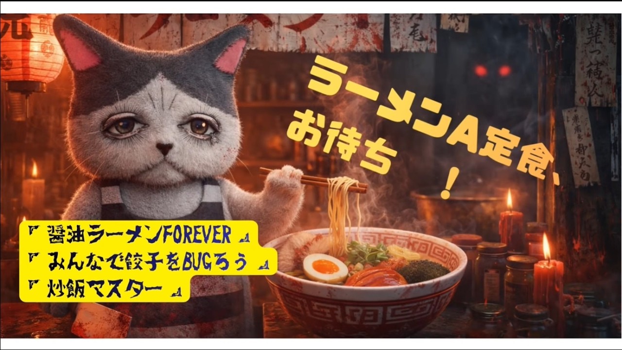ラーメンAセット『醤油ラーメンFOREVER』『みんなで餃子をBUGろう』『炒飯マスター』