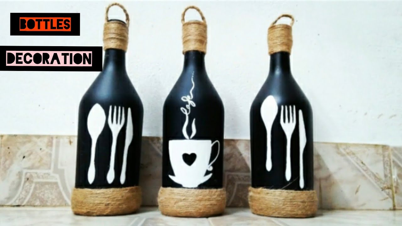 Jifunze kupamba chupa za mgahawan rahis||Simple bottles decoration| bottles art for cafe decoration|