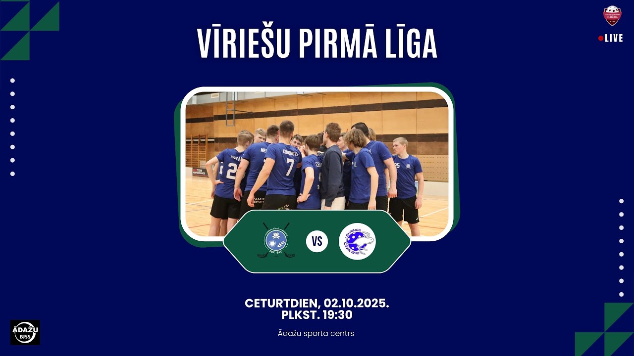 2025-10-02, 19:30, Vīrieši 1. Līga, FBK SĀC - Lekrings/CPSS, Ādažu sporta centrs