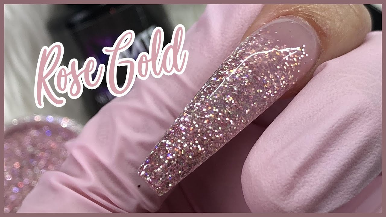 Long Nail Tips from Glitter Planet Rose Gold Demo Nail