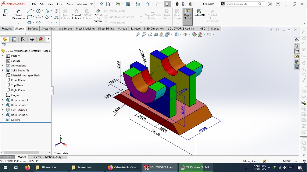 SolidWorks 3D excersise 040