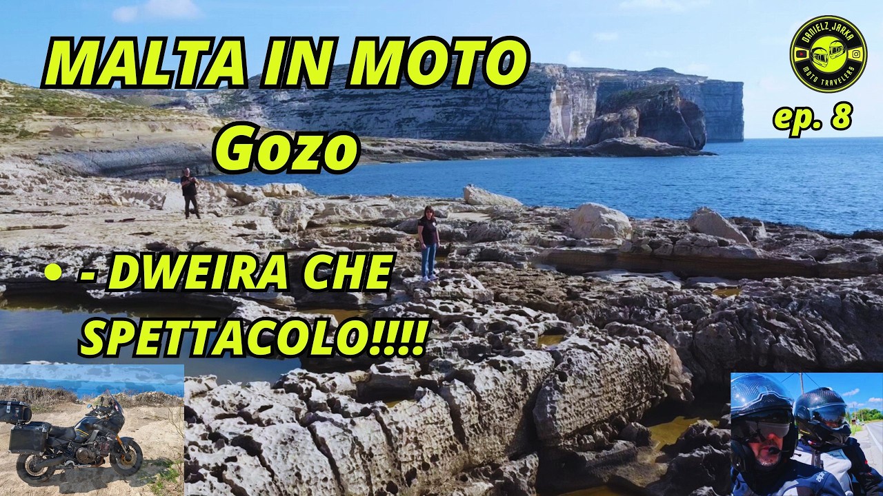 MALTA IN MOTO  🌊 DWEJRA GOZO: Finestra Azzurra Crollata, Blue Hole e Drone Spettacolare! 🏍️