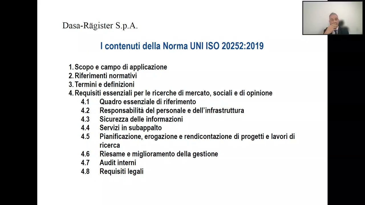Presentazione UNI ISO 20252 - Ricerche di Mercato e Sociali e di Opinione; Analisi e Approfondimenti