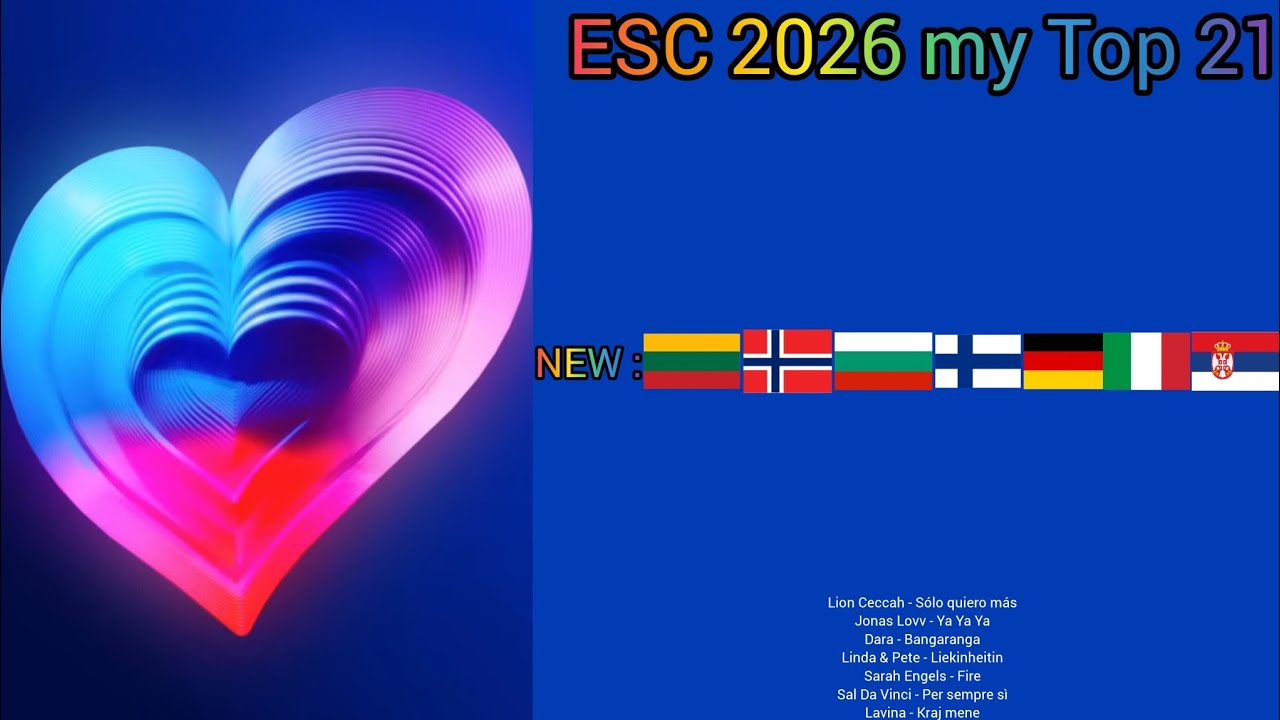 ESC 2026 my Top 21 NEW : 🇱🇹🇳🇴🇫🇮🇧🇬🇩🇪🇮🇹🇷🇸