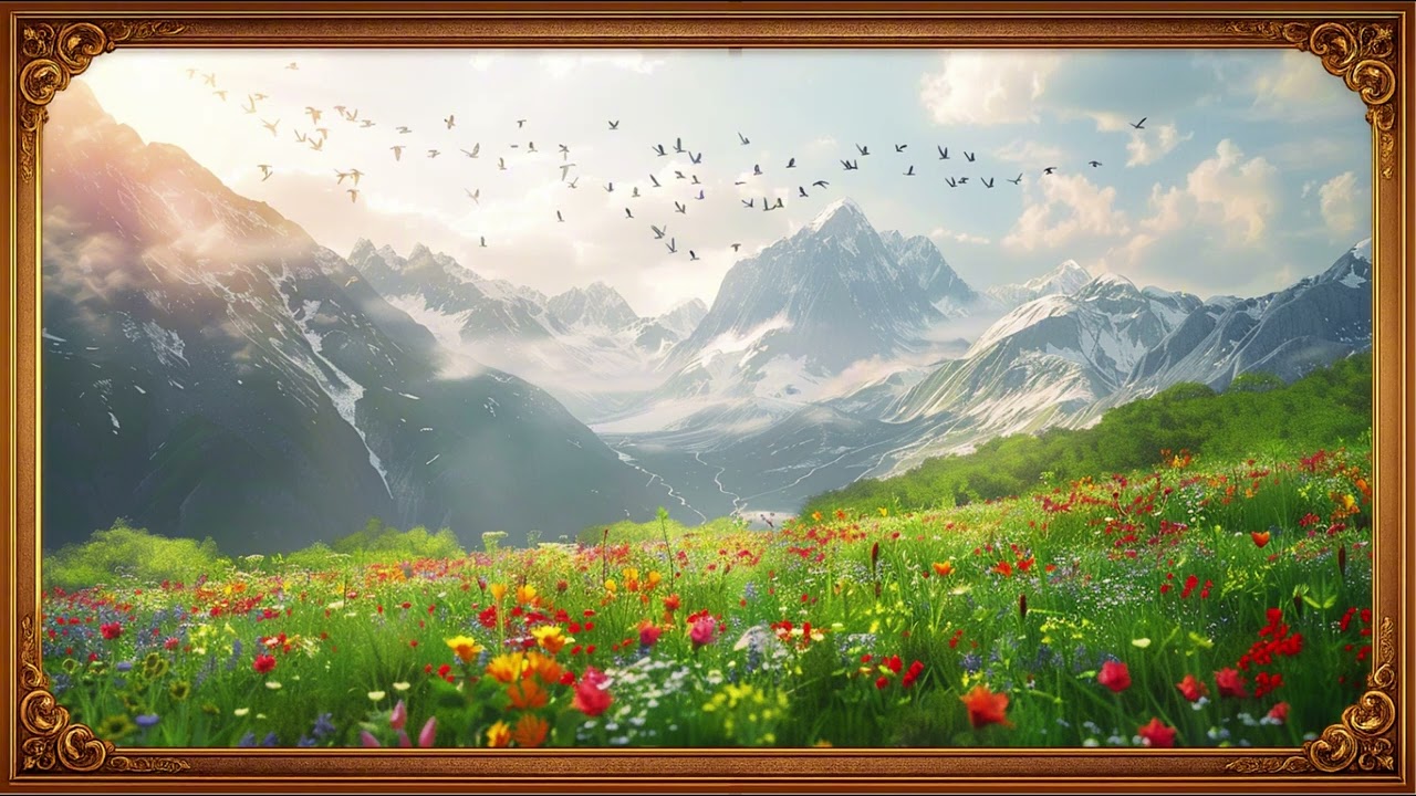 TV Wall Art 4K | Mountain Meadow Landscape with Wildflowers | 2 Hour 4K Wall Art