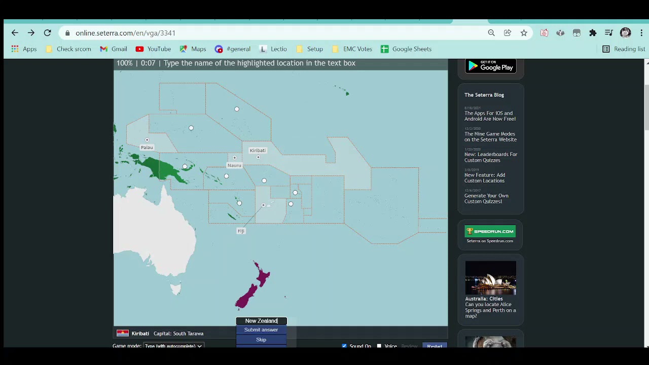 Seterra - Oceania: Countries - Type Autocomplete || 0:15 WR