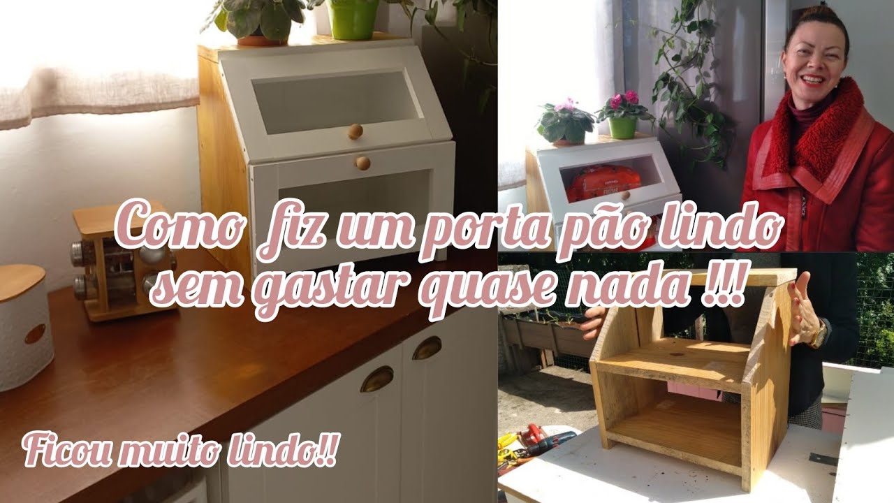Como fiz um porta pão lindo sem gastar quase nada!!! Usei sobras de madeira - Mudou minha cozinha !!