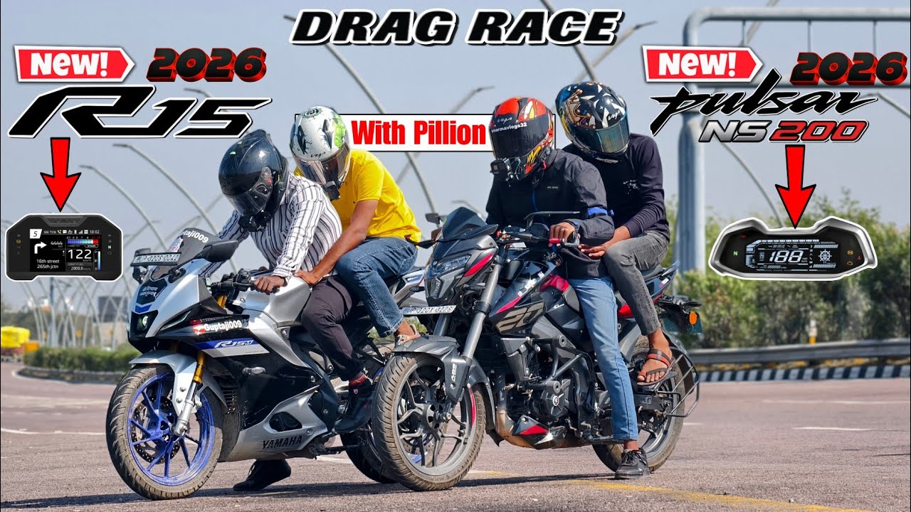 2026 Pulsar NS200 VS 2026 R15M.|| Drag Race with pillion.🔥|| Top end Battle.||