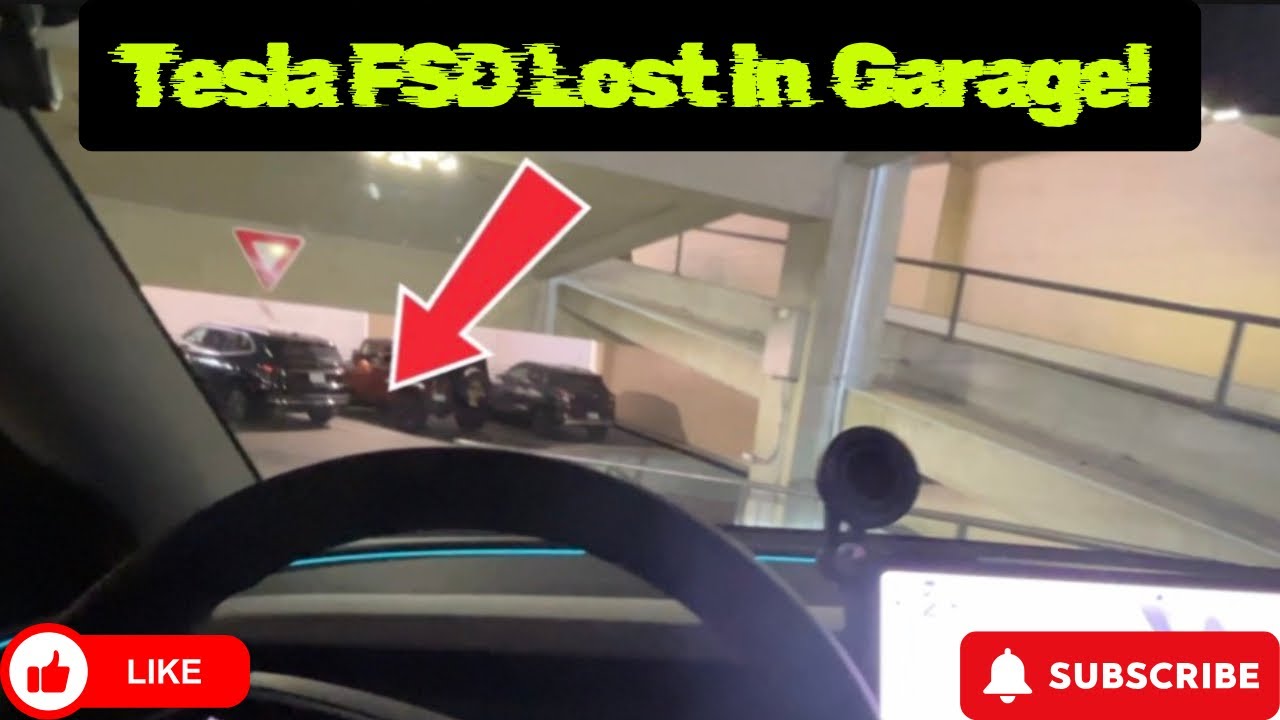 Tesla FSD Got Lost-Kept Looping The Parking Garage. 