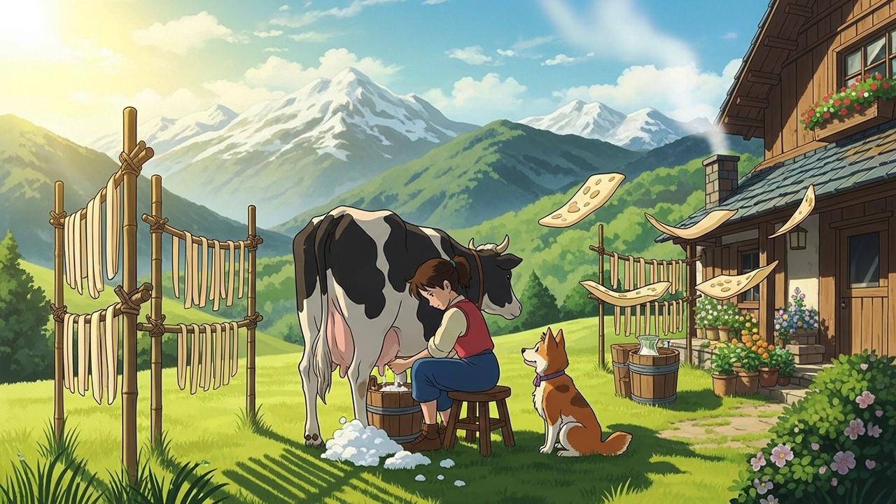 Milking Fresh Cow Milk – Making Traditional Yunnan Cheese & Sakima | Cozy Ghibli ASMR