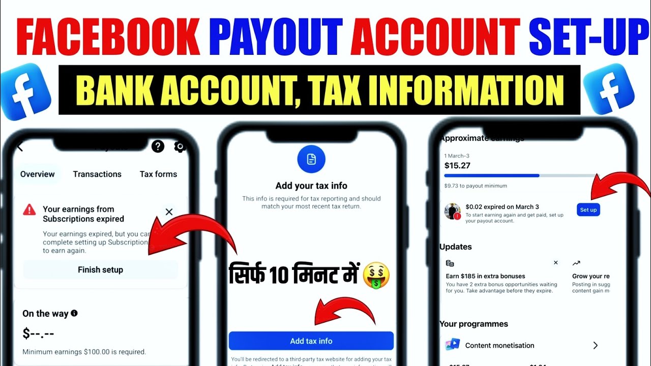 Facebook Monetization Setup | Facebook Payout Account Setup | Facebook Tax Information Setup