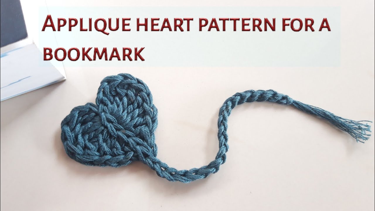 Crochet Applique Heart Bookmark