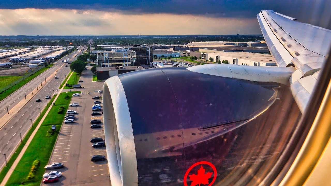 Air Canada Boeing 777-300ER WINDY LANDING at Toronto Pearson Intl. Airport YYZ | Wing View (4K)