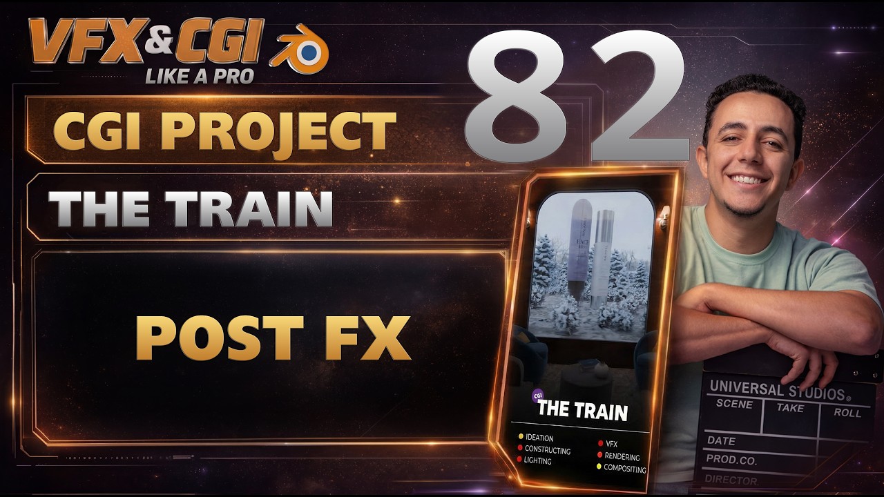 082 - The Train Project ( Post Fx ) - VFX like A Pro Course Blender🔥| الحلقة 82