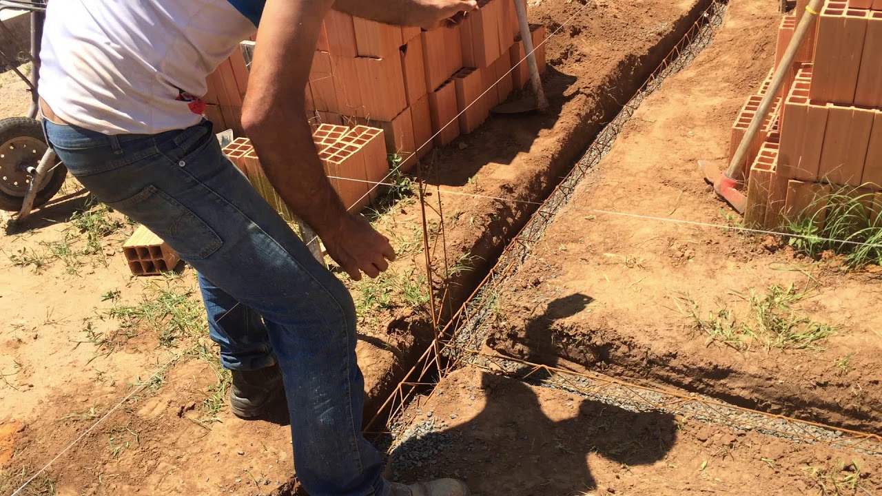 Viga baldrame utilizando treliça como fazer nivelado