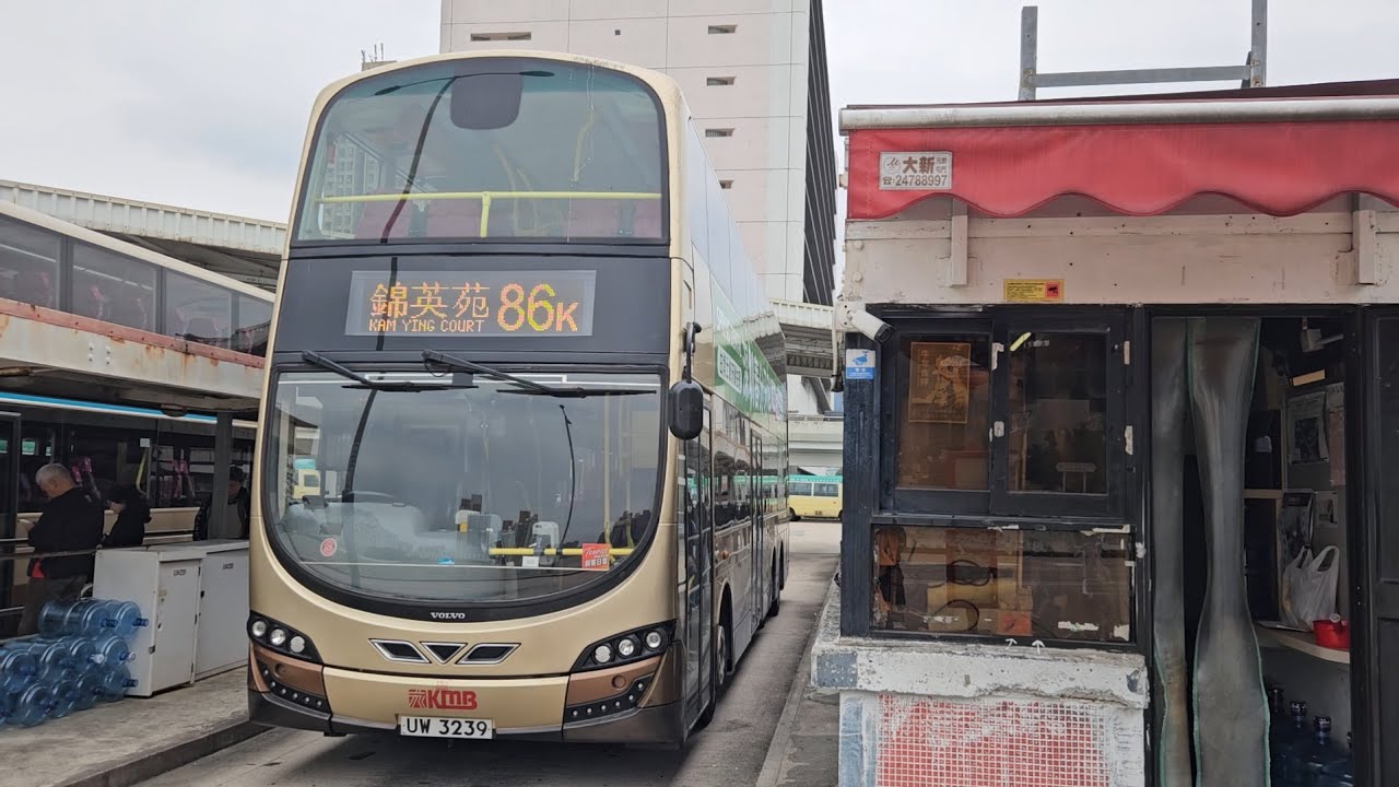 Hong Kong Bus KMB AVBWU555 @ 86K 九龍巴士 Volvo B9TL 沙田站 - 錦英苑