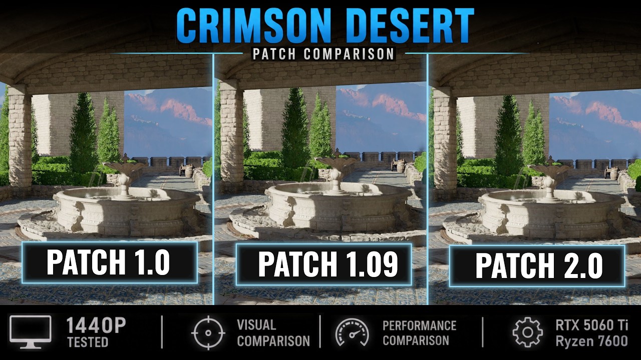 Crimson Desert Enhanced - Patch 2.0 - Visual and Performance Comparison - RTX 5060 Ti 16GB - 1440p