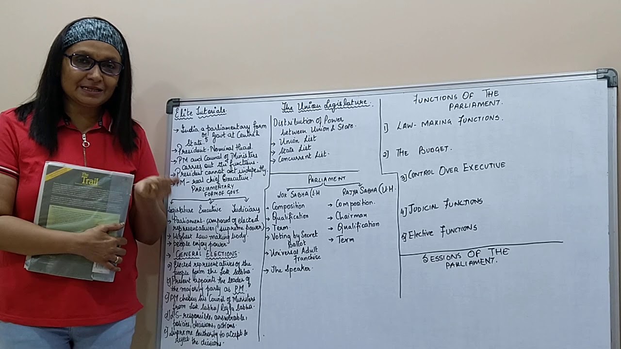 8 ICSE - Civics - The Union Legislature - Video 1 - Preeti Menon - HOD HCG - Elite Tutorials