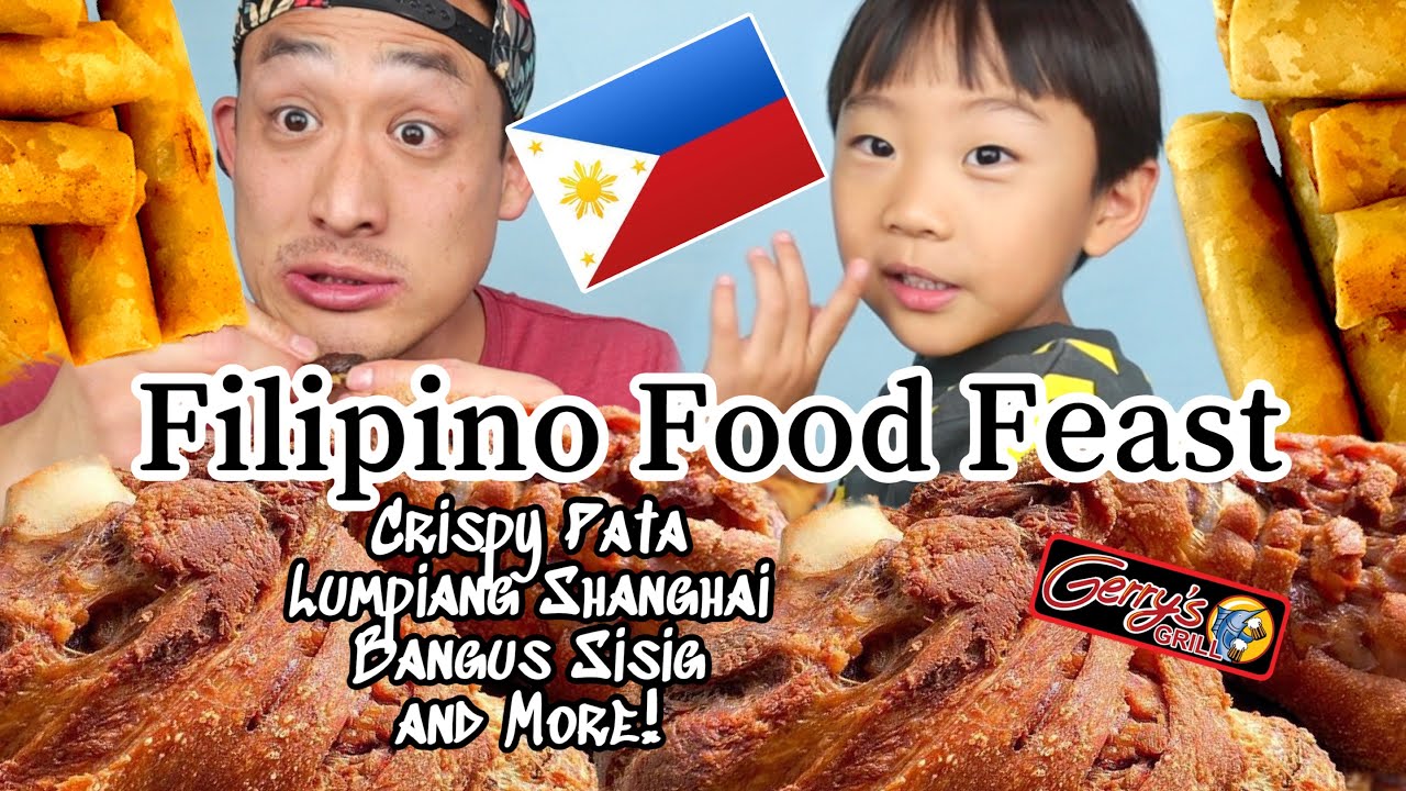 HUGE FILIPINO FOOD FEAST!! Crispy Pata, Lumpiang Shanghai, Bangus Sisig, and More! Mukbang