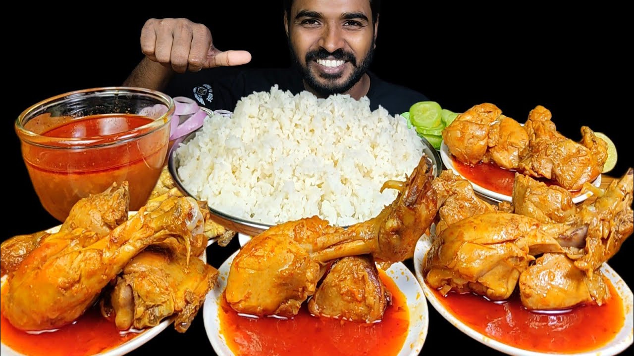 Eating 4 Plate Spicy Chicken Curry with Rice | Chicken Curry Eating Challenge | Asmr Mukbang