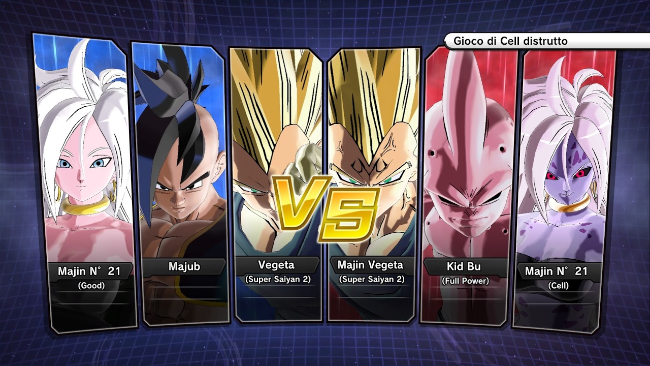 XV2 (PC): Vegeta SSJ2/Majub/Majin N°21 (Good) vs Majin Vegeta SSJ2/Kid Bu/Majin N°21 (Cell)