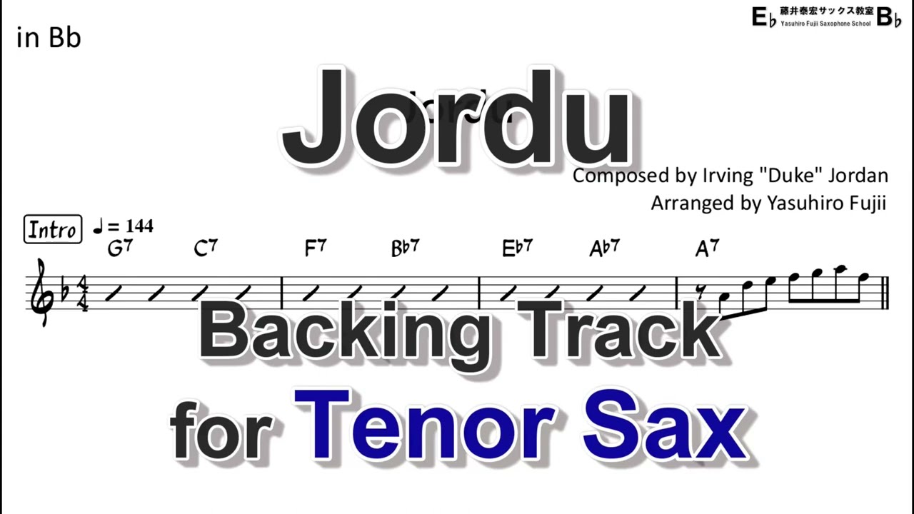 Jordu - Backing Track with Sheet Music for Tenor Sax