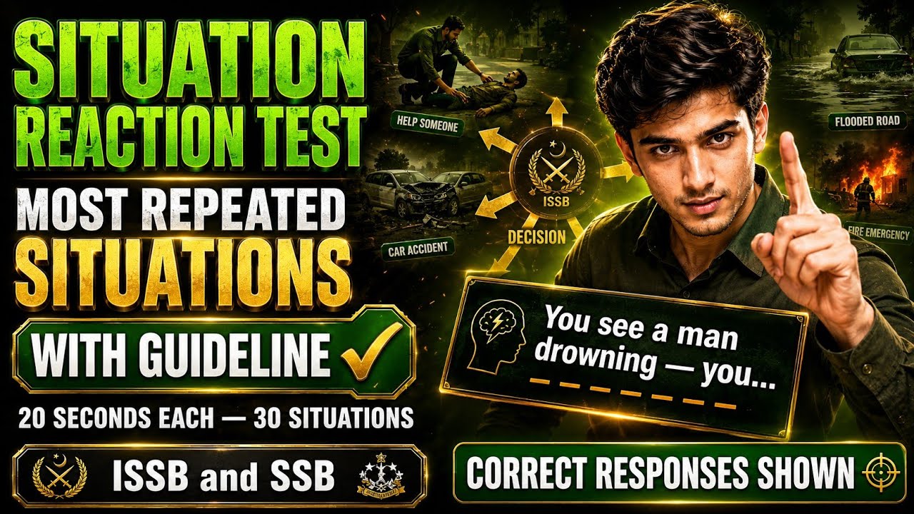 Situation Reaction Practice Test | SRT | Top Situations from ISSB & SSB
