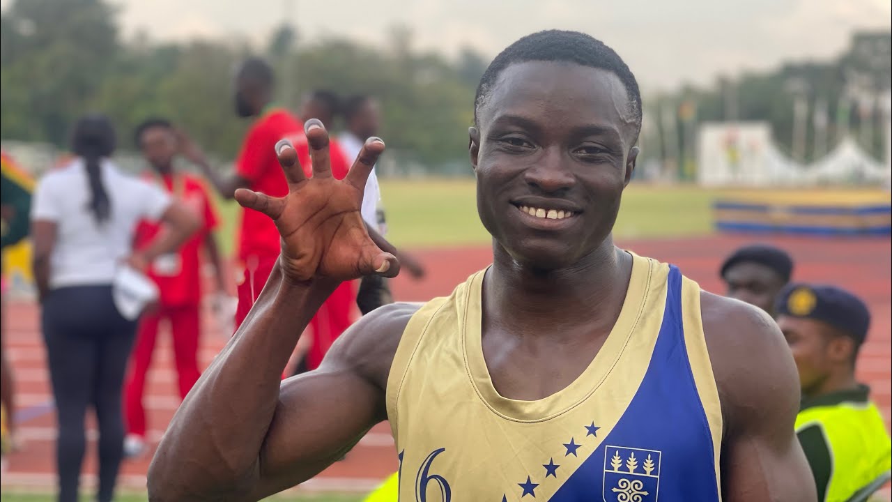 Saminu Abdul of UG wins 100m men final. [ 10:25 ] GUSA games. KNUST 2022. #gusaknust2022