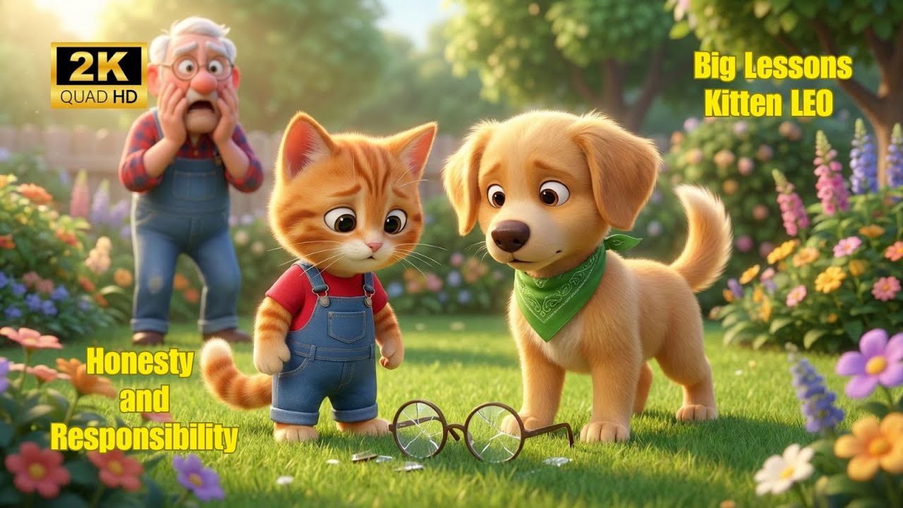 Cat Story: Kitten LEO Had The Little White Lie 🤥 Broken Glasses - A Lessons Honesty & Responsibility