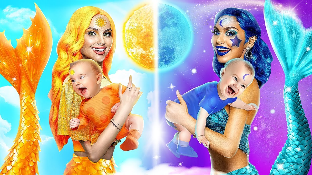 Tagmädchen gegen Nachtmädchen! Die Einfarbige - Makeover-Challenge! So wirst du zur Meerjungfrau!