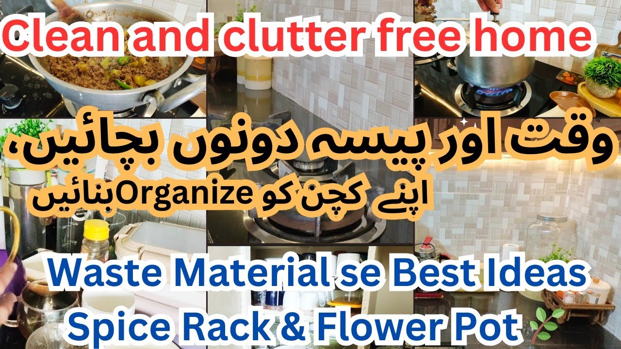 Kitchen and Home decluttering tips/Amazing Habits for homemakers/DIY spice rack and flower pot