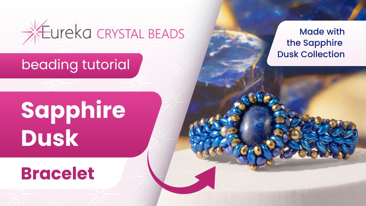 How to Make the Sapphire Dusk Bracelet w/ Lapis Lazuli & SuperDuo Beads 💙 Free DIY Beading Tutorial