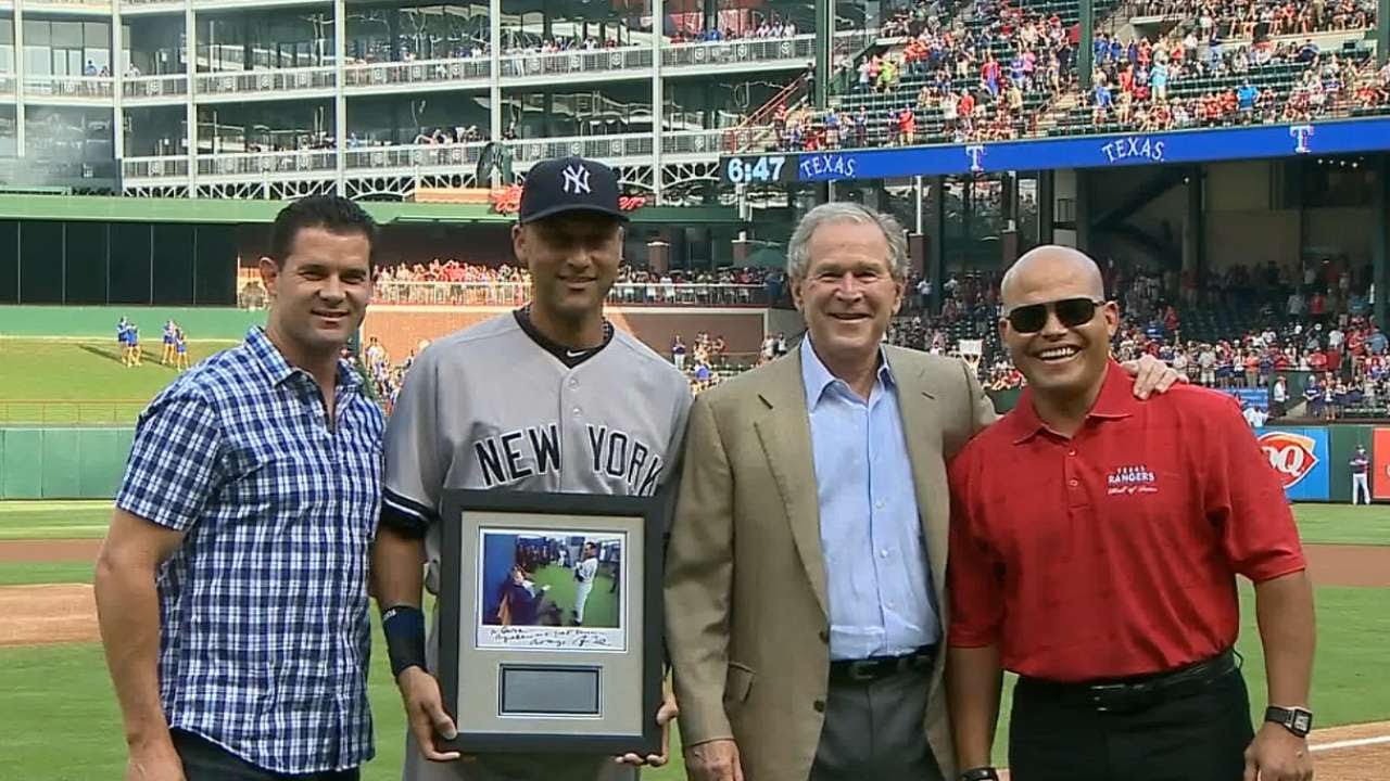 Rangers, President Bush honor Jeter