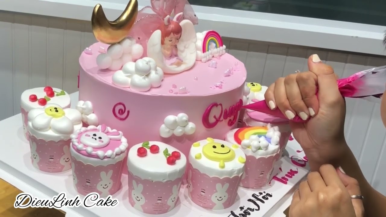 Make cake cupcake mini set for kid girl | làm bánh bộ mini dễ thương cho bé gái, bánh kem con khỉ
