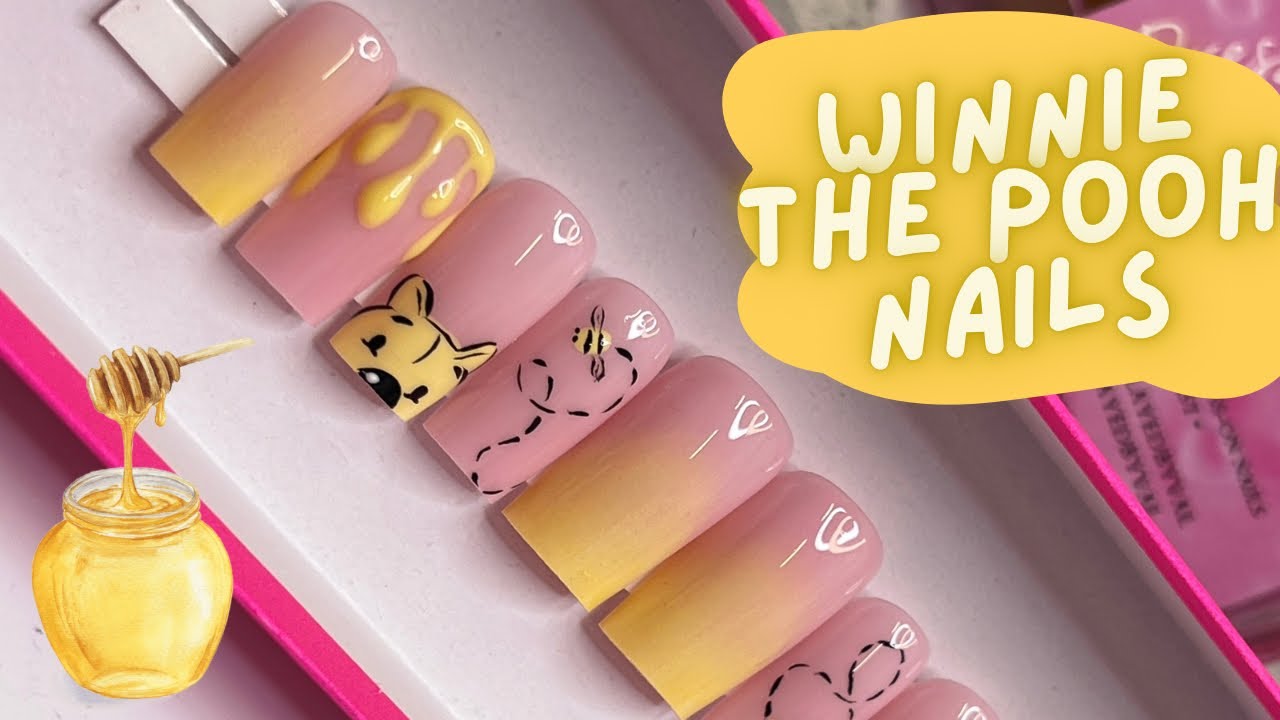 Making *CUTE* Winnie The Pooh Nails ! 🍯💛💅🏼 | Press on nails business | How to make press on nails!