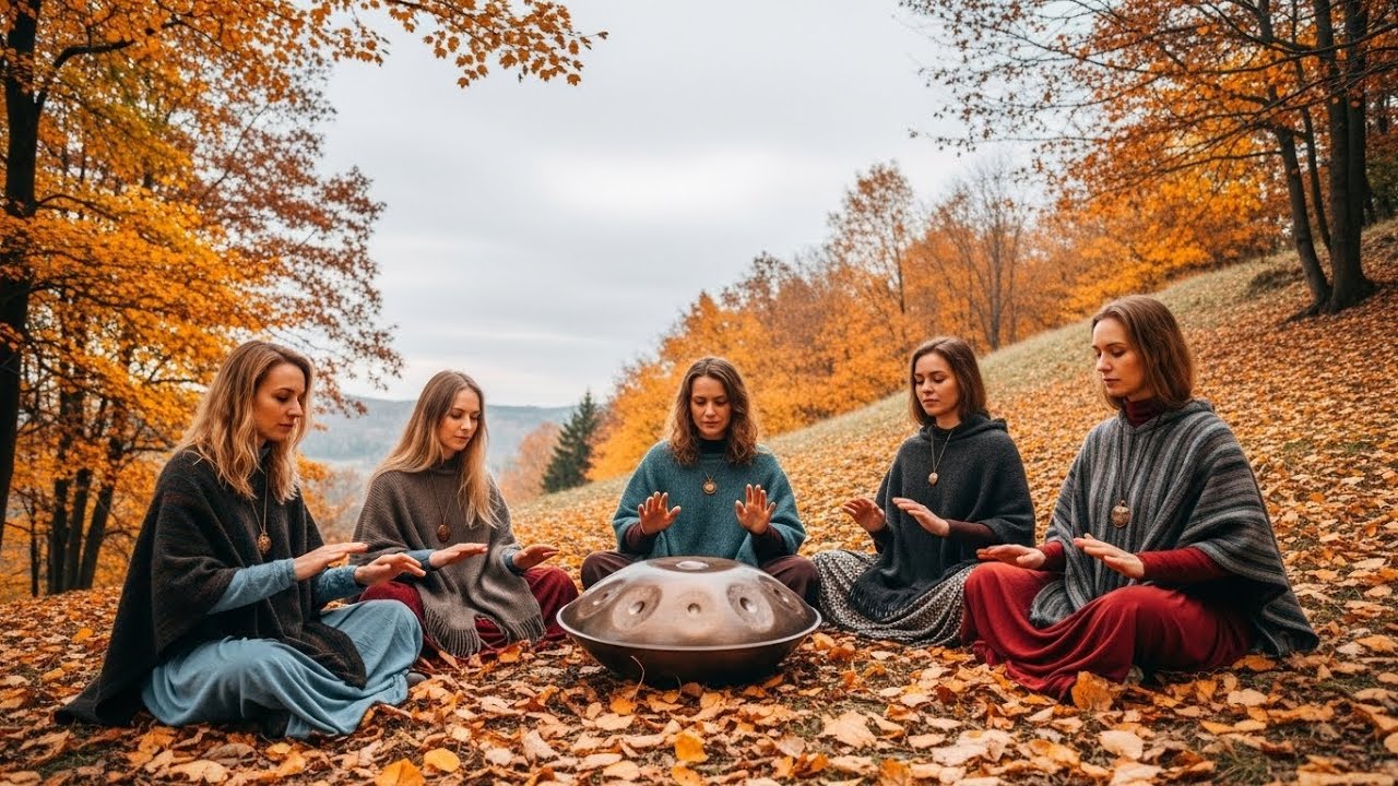 Quiet Flowing River And Singing Birds With Soft Handpan For Deep Night Meditation And Sleep