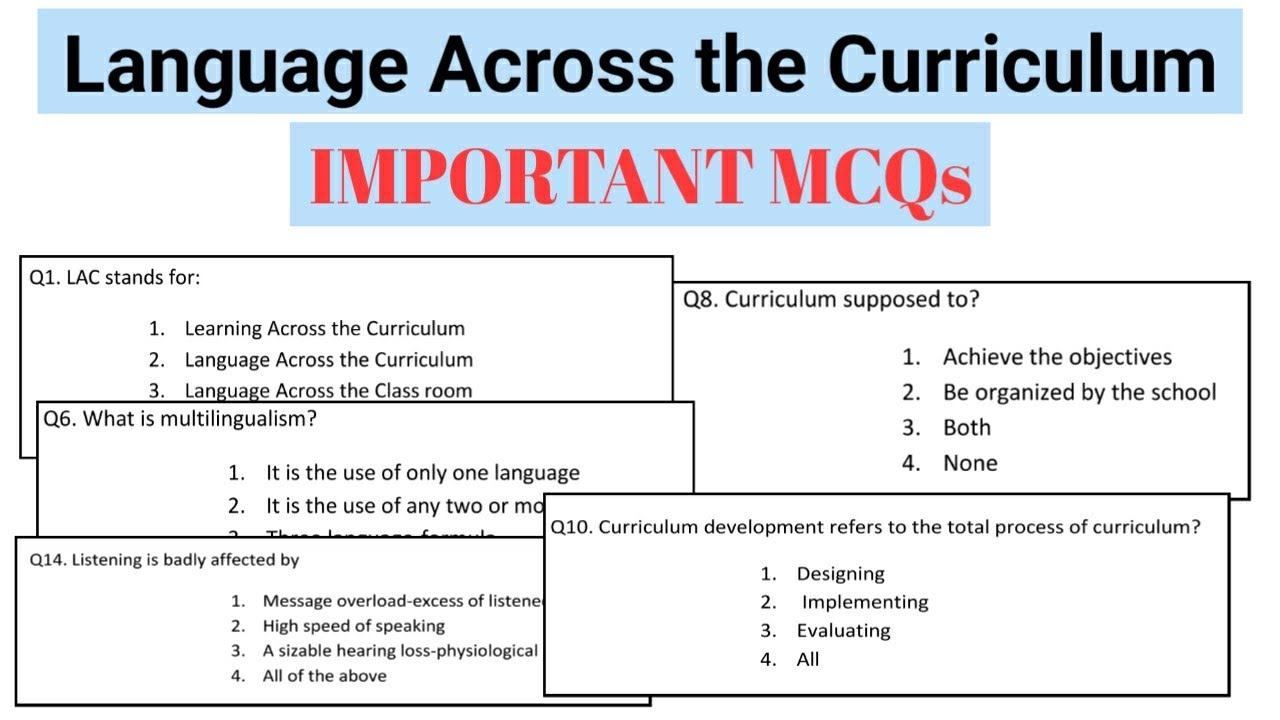 MCQ Questions for Language Across the Curriculum (LAC) B.Ed Important Questions | Sept 2020 Exams