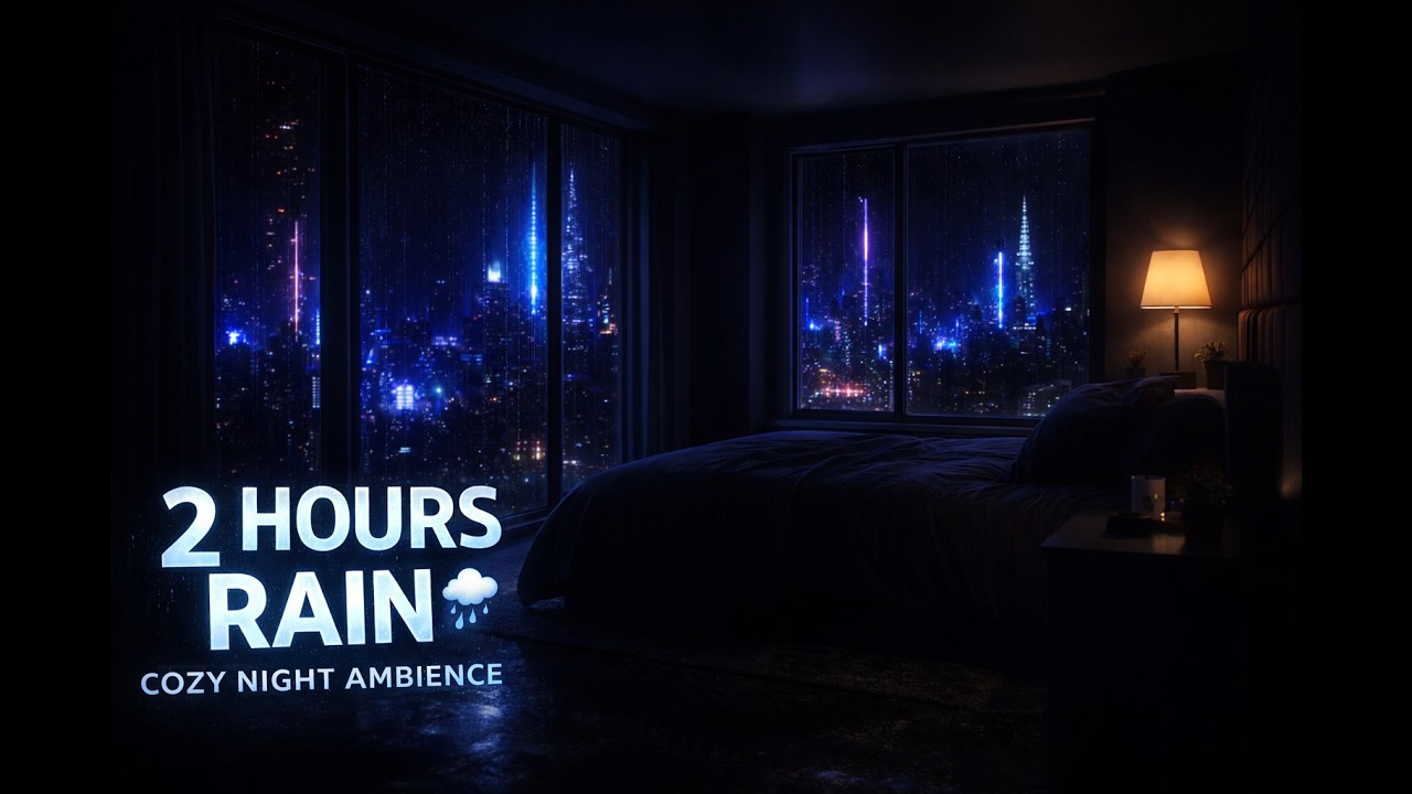2 Hours Rain Sounds at Night 🌧 Cozy Bedroom Ambience | Sleep & Relax (2K)