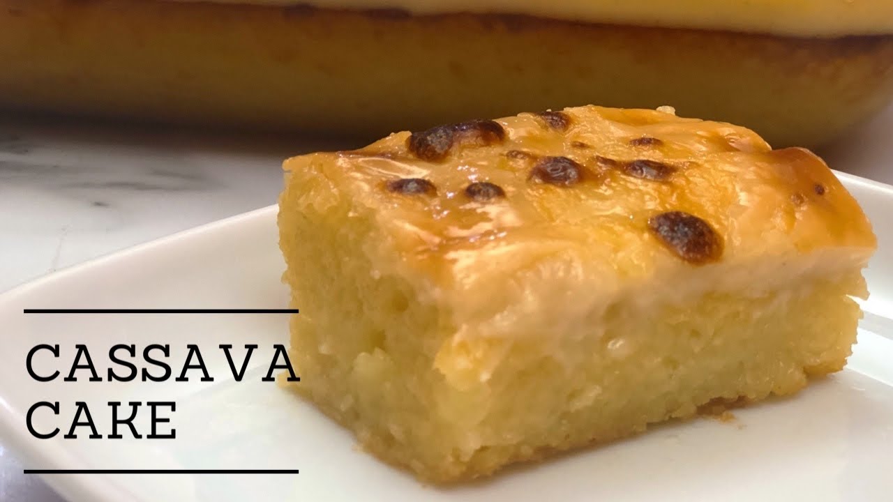 CASSAVA CAKE WITH CREAMY CUSTARD TOPPING