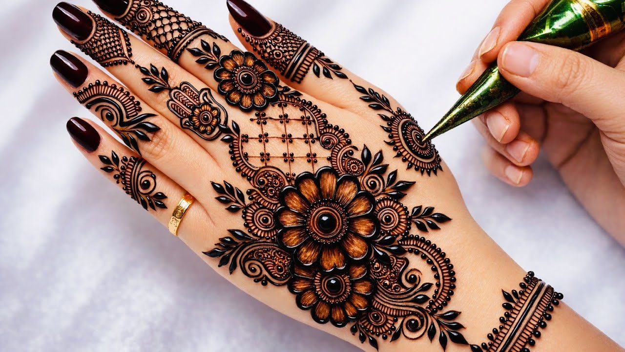 Very simple unique style mehndi design for back hand|new easy mehndi design 2026 | mehandi designs