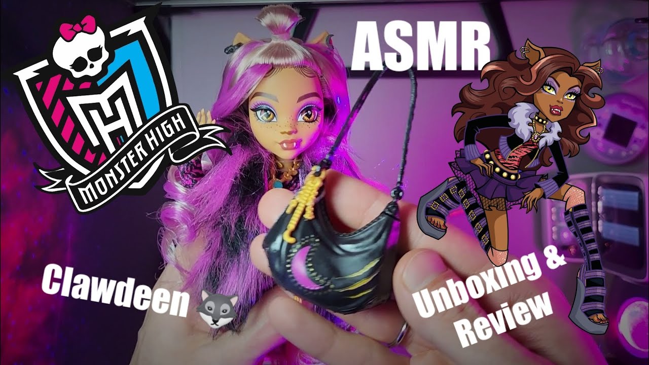 ASMR 🌬 | Unboxing & Review | Monster High Clawdeen Wolf 🐺 G3 Doll! Whispers & Gum!