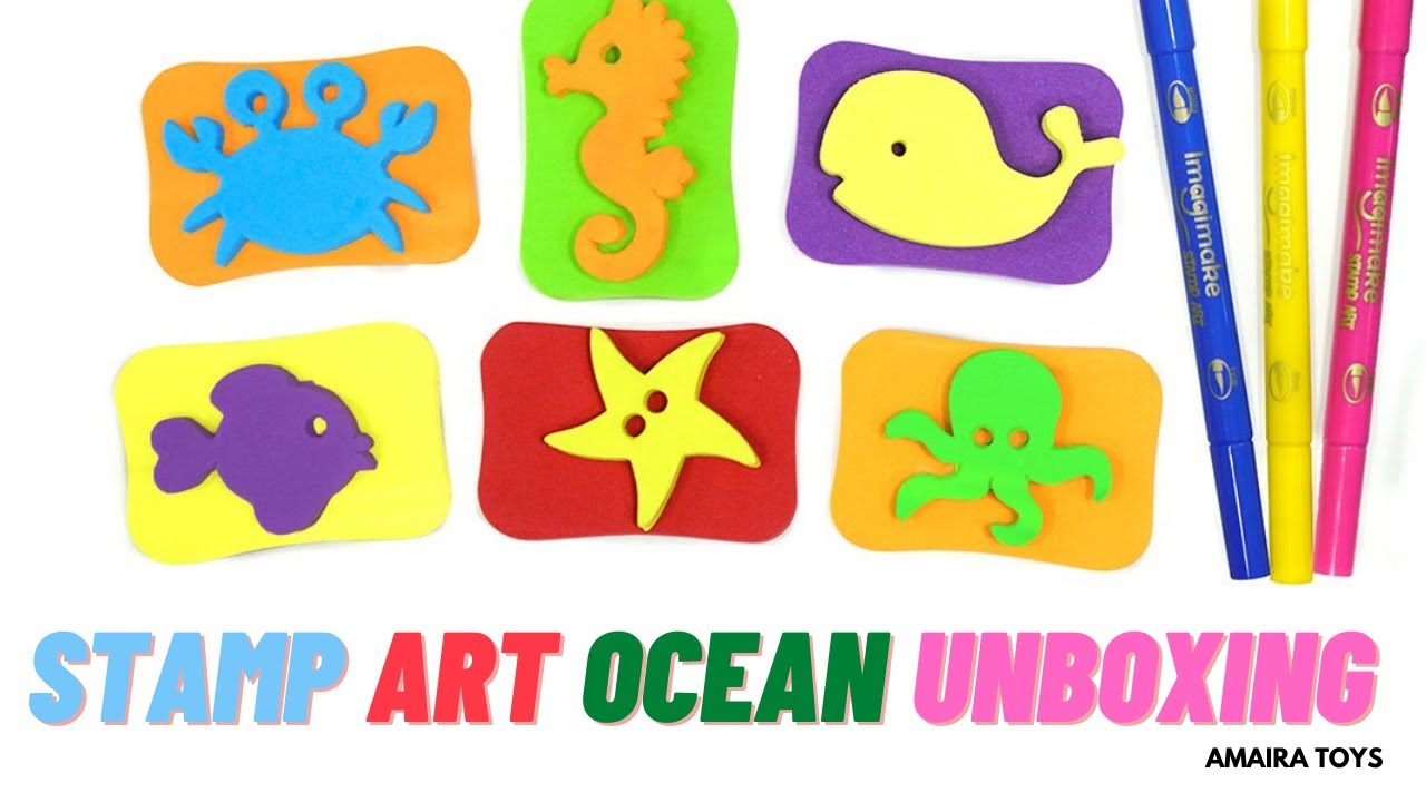 Stamp Art Ocean Kit Toy Unboxing - DIY Kids Art Set - For Girls and Boys - Stamping & Colouring Set